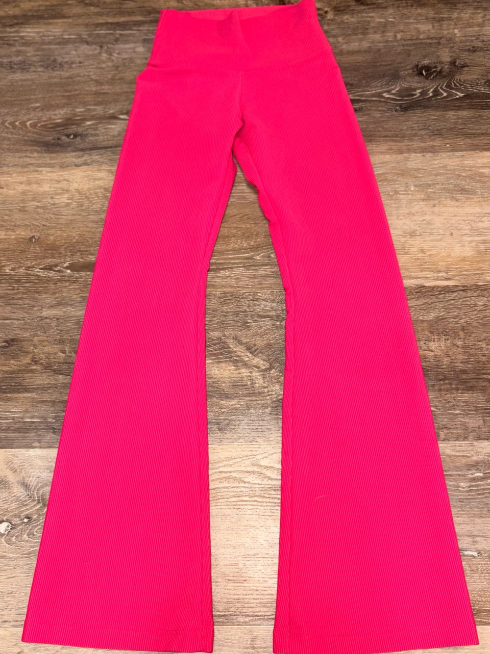 Girls' Hot Pink Ribbed Flare Leggings